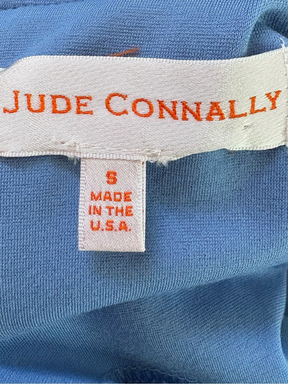 JUDE CONNALLY Avery Ruffle Neck Swing Dress Size Small Blue Coastal Preppy - Picture 7 of 8